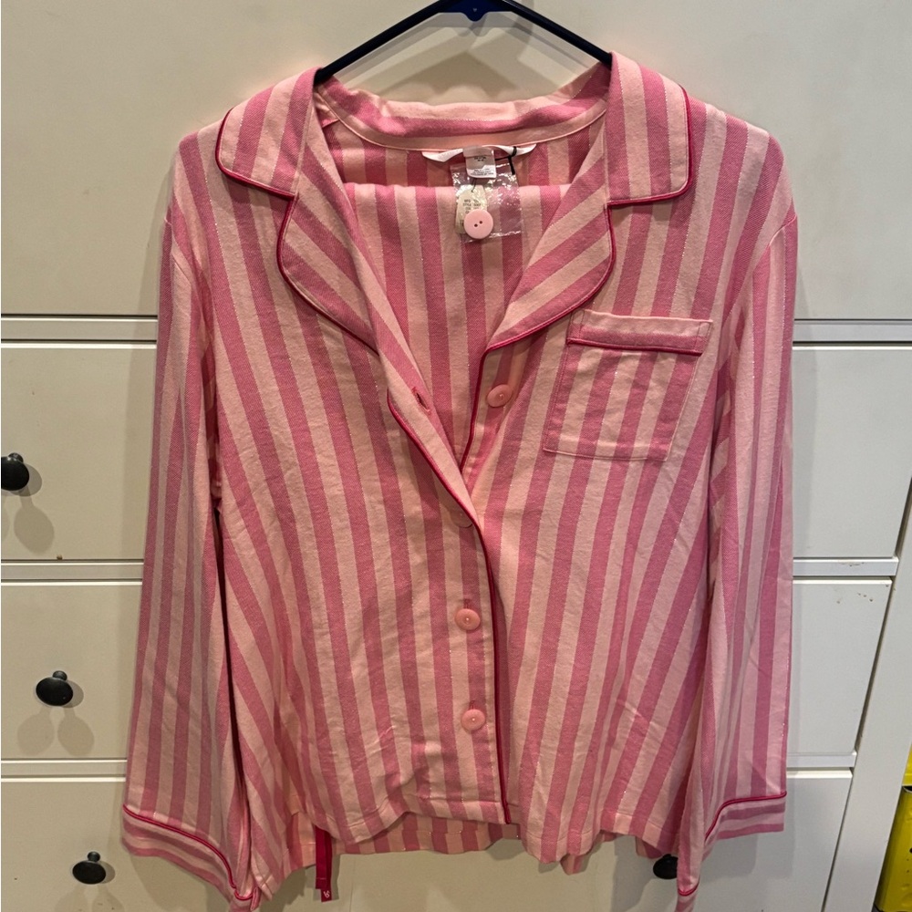 Victoria’s Secret Pink Striped Button-Up Pajamas